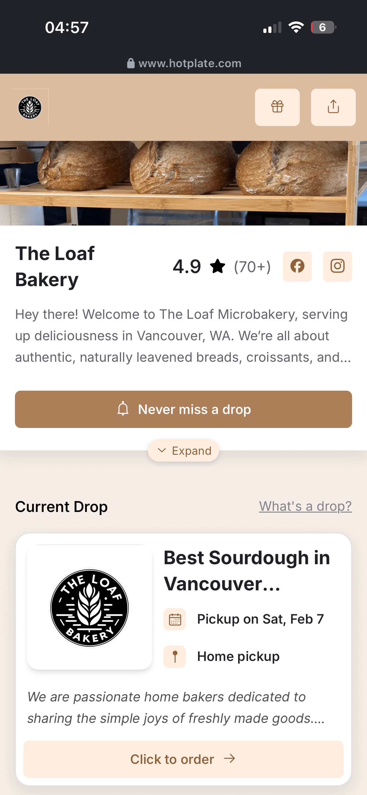 Fresh sourdough bread